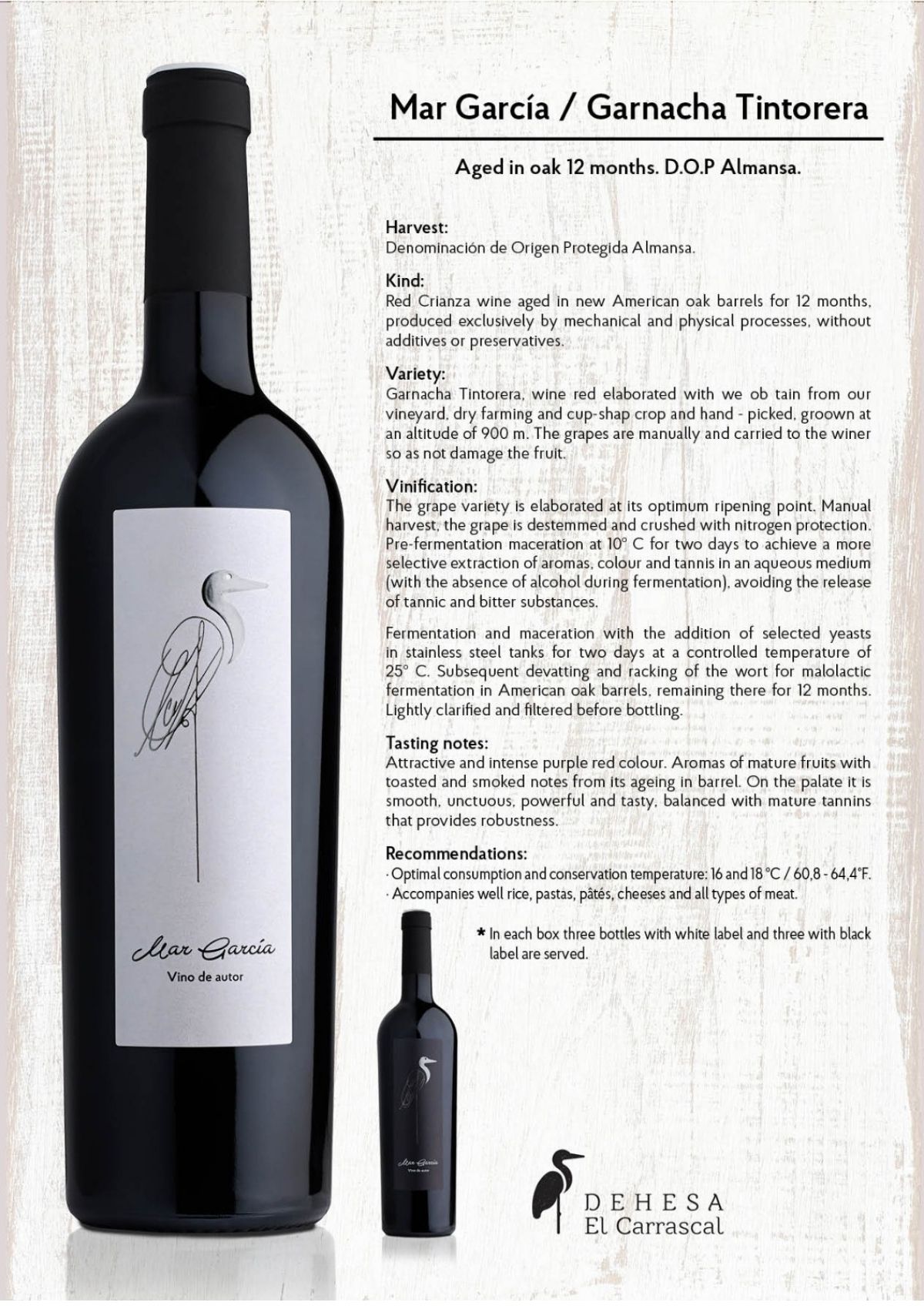 Punane vein – Mar 750 DOP Almansa ml Garcia Garnacha (Hispaania) Tintorera BBQ Entertainment 2017 