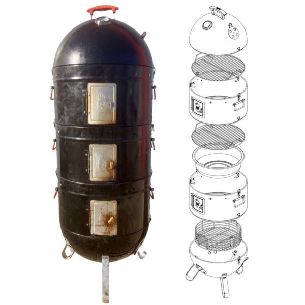 KASUTATUD GRILL/SUITSUAHI ProQ Excel tünn-suitsuahi/bbq/grillahi (50 cm) (kolme korrusega, st lisa-stacker kaasas)