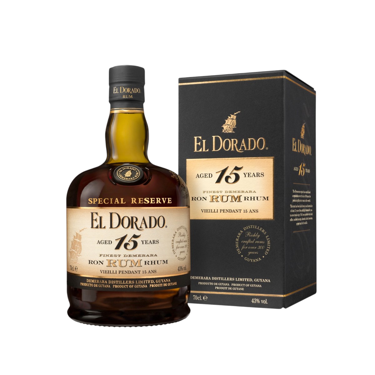 El Dorado 15-aastane rumm 70 cl 43% vol (kinkekarbis)