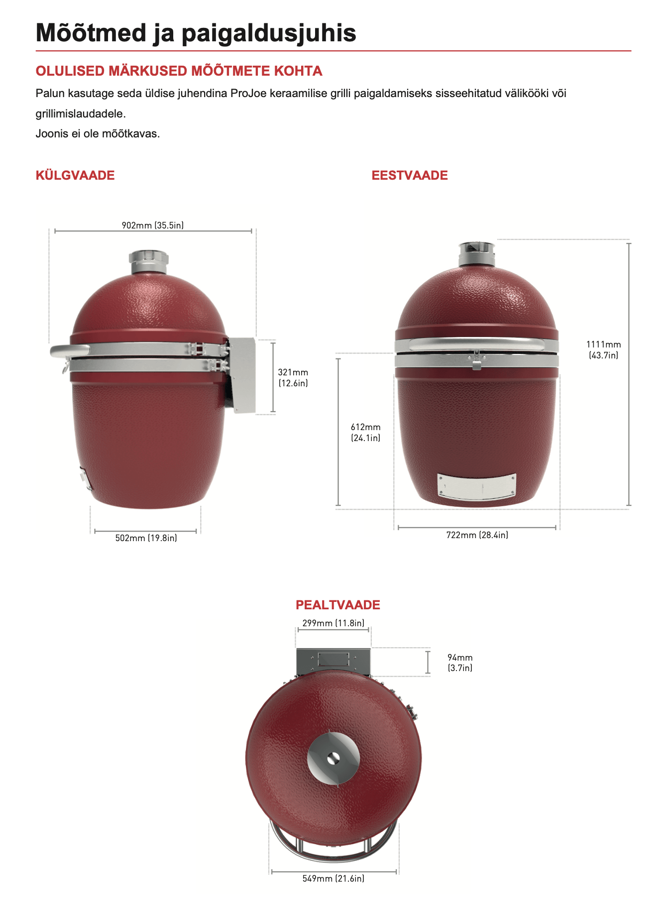 Kamado PRO JOE koos alumiiniumist pulbervärvitud kokkupandava töölauaga (sahtliga), laud matt must / ahi punane + roostevaba - Image 14