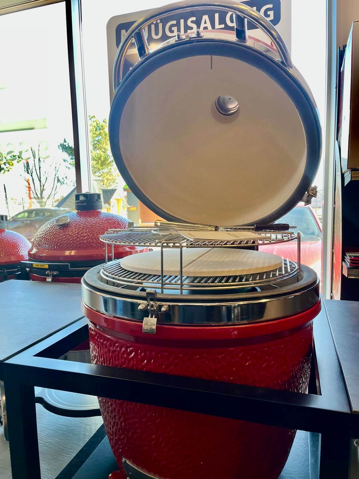 Kamado PRO JOE koos alumiiniumist pulbervärvitud kokkupandava töölauaga (sahtliga), laud matt must / ahi punane + roostevaba - Image 5